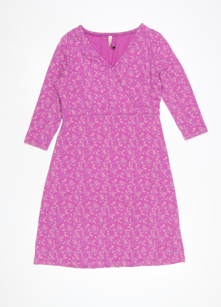 Weird Fish Women's Pink Floral Jersey Wrap Dress Size 10