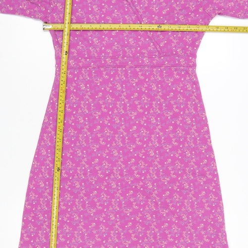 Weird Fish Women's Pink Floral Jersey Wrap Dress Size 10