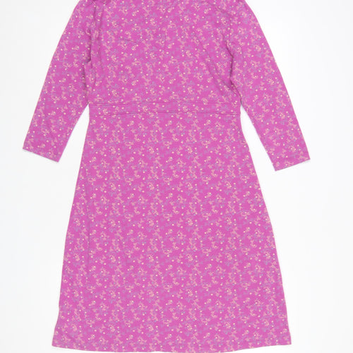 Weird Fish Women's Pink Floral Jersey Wrap Dress Size 10