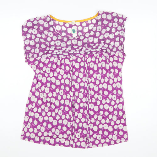 White Stuff Womens Purple Polka Dot Pleated Tunic Blouse UK 14