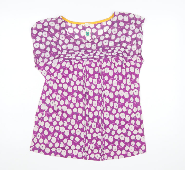White Stuff Womens Purple Polka Dot Pleated Tunic Blouse UK 14