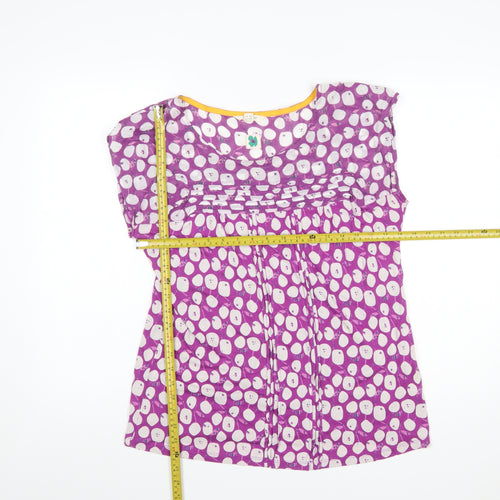 White Stuff Womens Purple Polka Dot Pleated Tunic Blouse UK 14