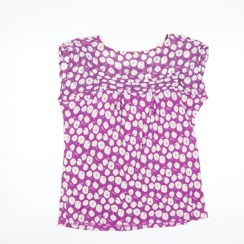 White Stuff Womens Purple Polka Dot Pleated Tunic Blouse UK 14