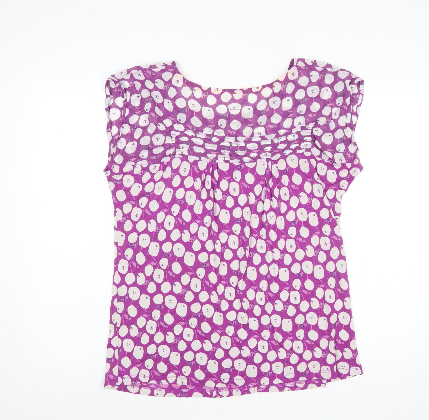 White Stuff Womens Purple Polka Dot Pleated Tunic Blouse UK 14