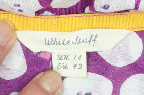 White Stuff Womens Purple Polka Dot Pleated Tunic Blouse UK 14