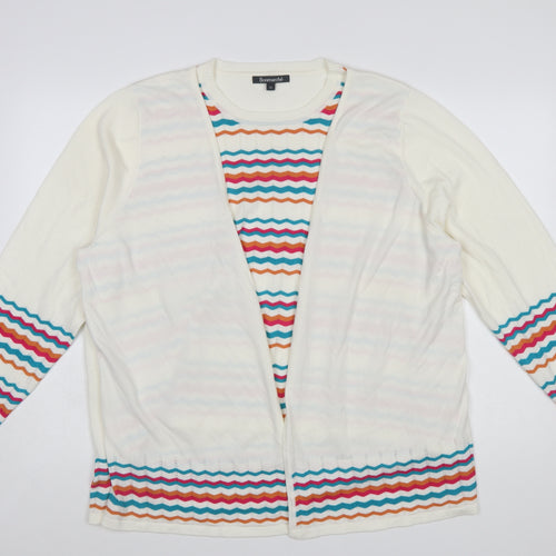 Bonmarché Women’s Ivory Colourful Stripe Knit Cardigan Size 22