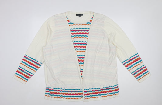 Bonmarché Women’s Ivory Colourful Stripe Knit Cardigan Size 22