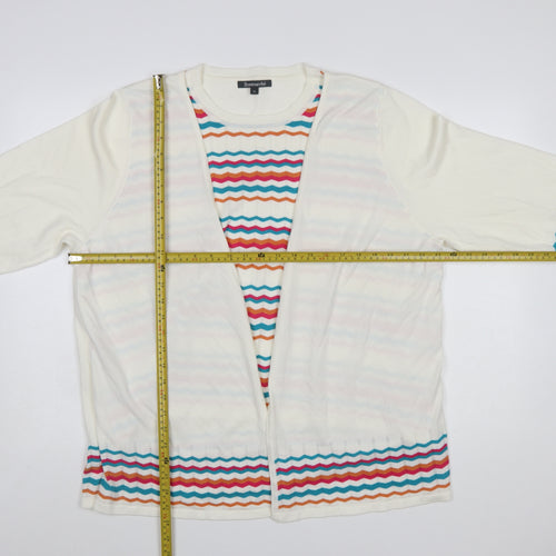 Bonmarché Women’s Ivory Colourful Stripe Knit Cardigan Size 22