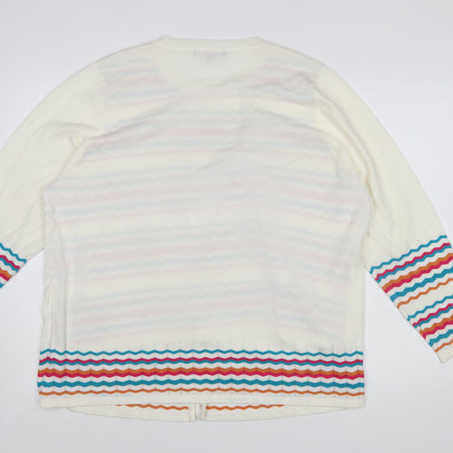 Bonmarché Women’s Ivory Colourful Stripe Knit Cardigan Size 22