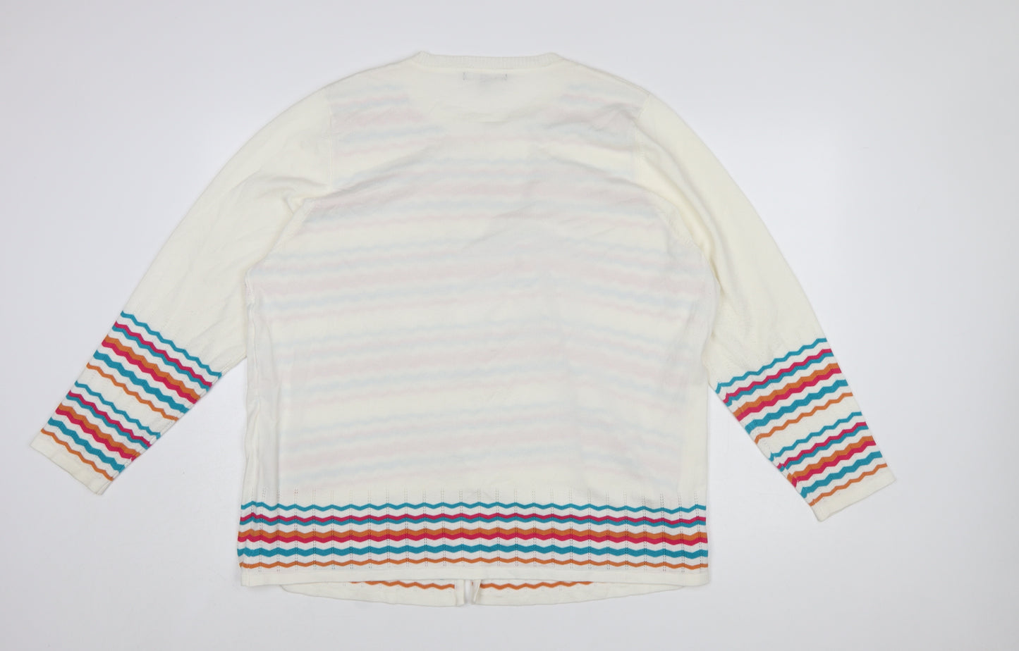 Bonmarché Women’s Ivory Colourful Stripe Knit Cardigan Size 22