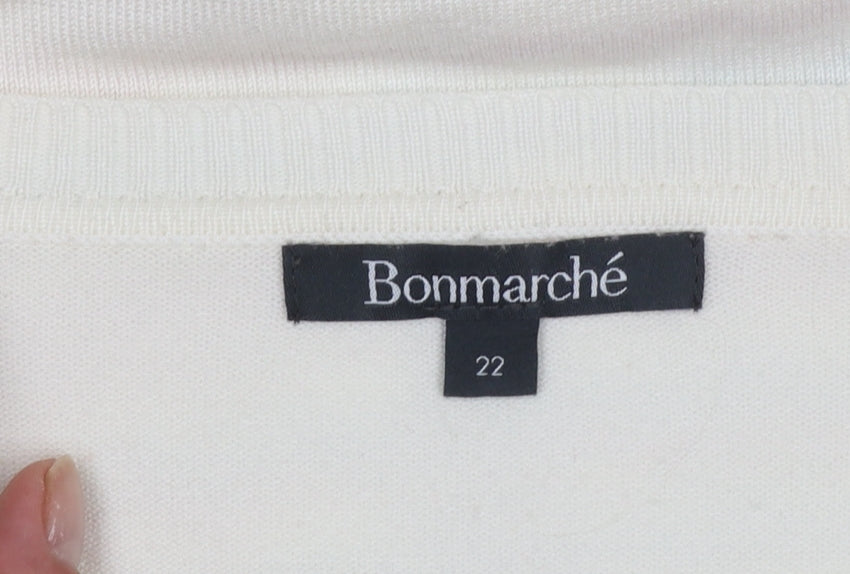 Bonmarché Women’s Ivory Colourful Stripe Knit Cardigan Size 22