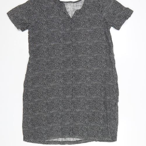 Next Women Black Linen Viscose Short Sleeve Shift Dress UK14