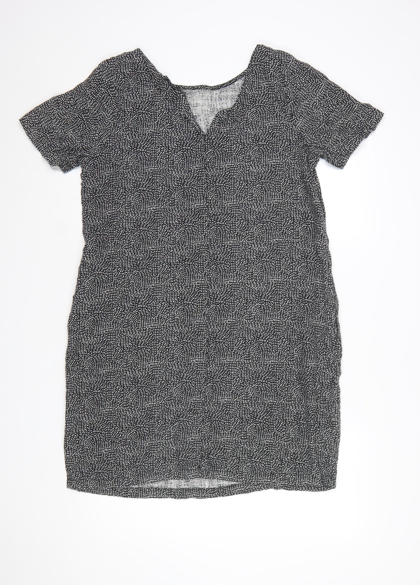 Next Women Black Linen Viscose Short Sleeve Shift Dress UK14