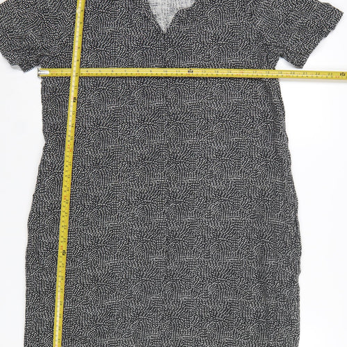 Next Women Black Linen Viscose Short Sleeve Shift Dress UK14