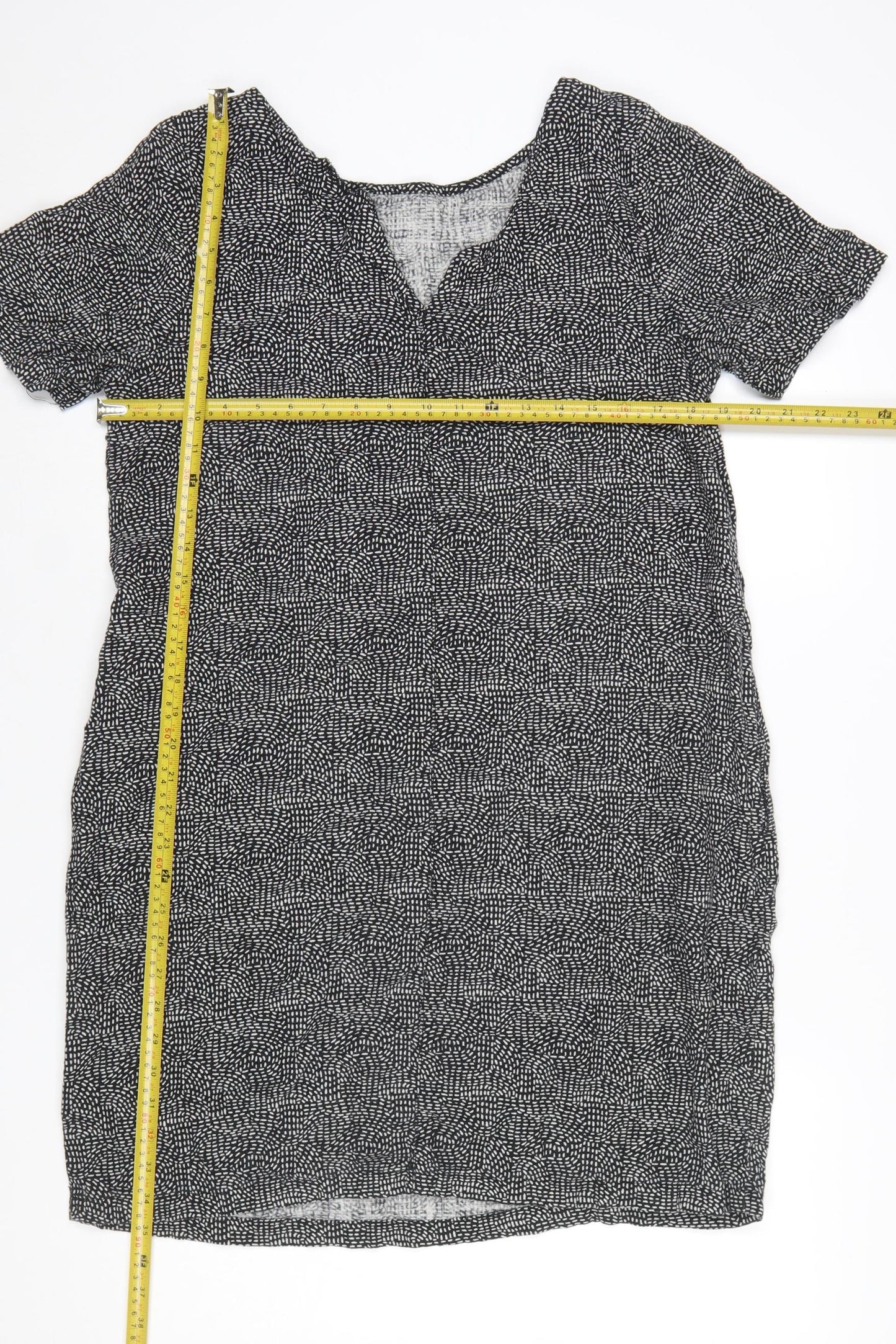 Next Women Black Linen Viscose Short Sleeve Shift Dress UK14