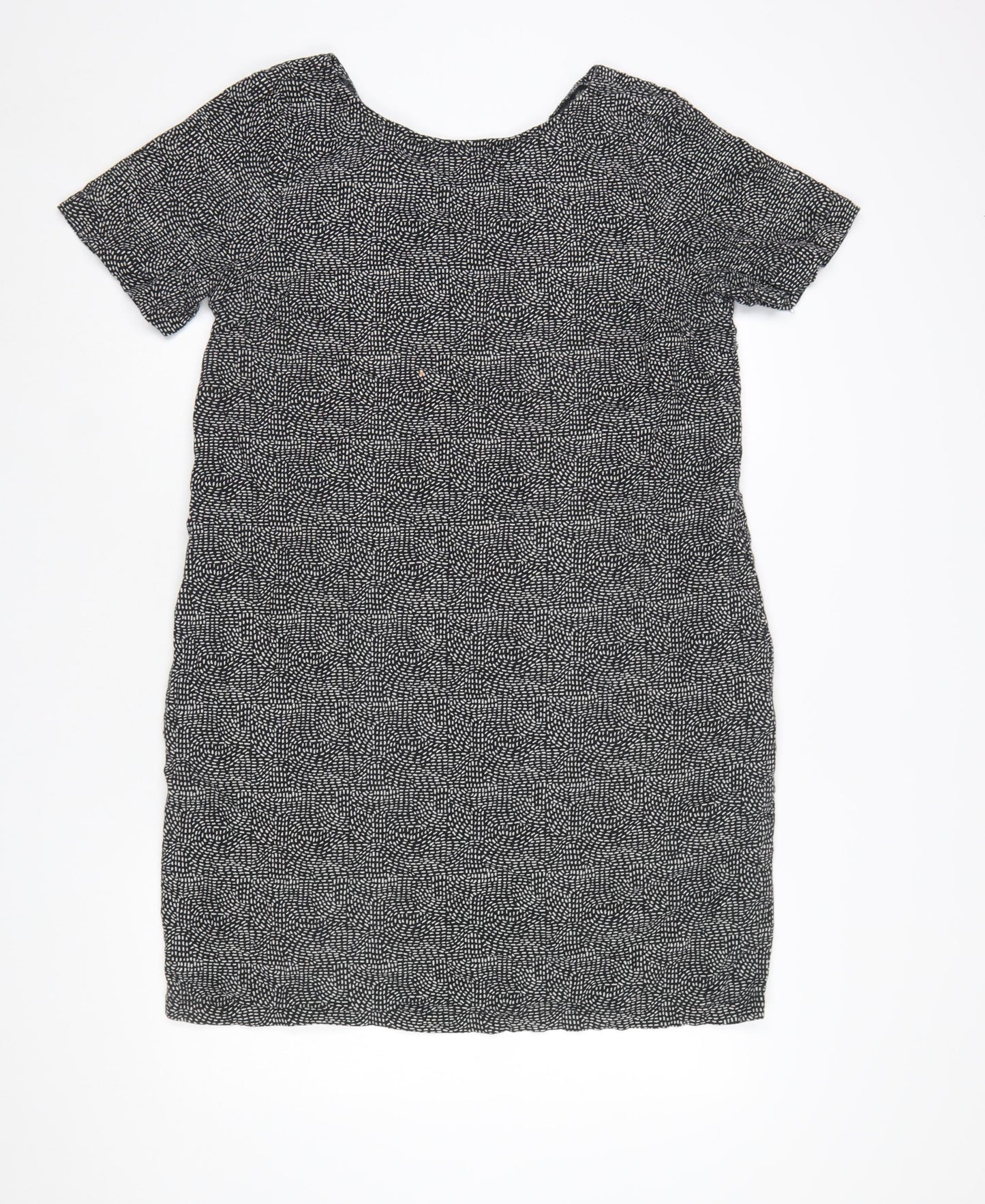 Next Women Black Linen Viscose Short Sleeve Shift Dress UK14