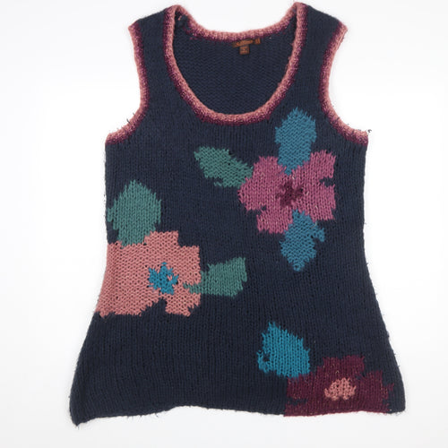 Joe Browns Womens Blue Floral Knit Sleeveless Vest Jumper Size 18