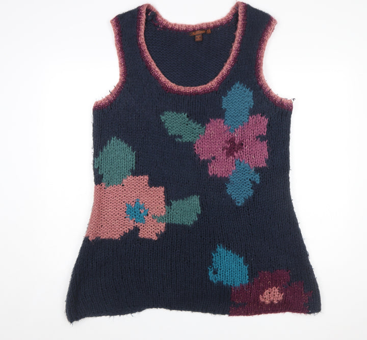Joe Browns Womens Blue Floral Knit Sleeveless Vest Jumper Size 18