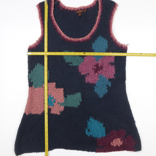 Joe Browns Womens Blue Floral Knit Sleeveless Vest Jumper Size 18