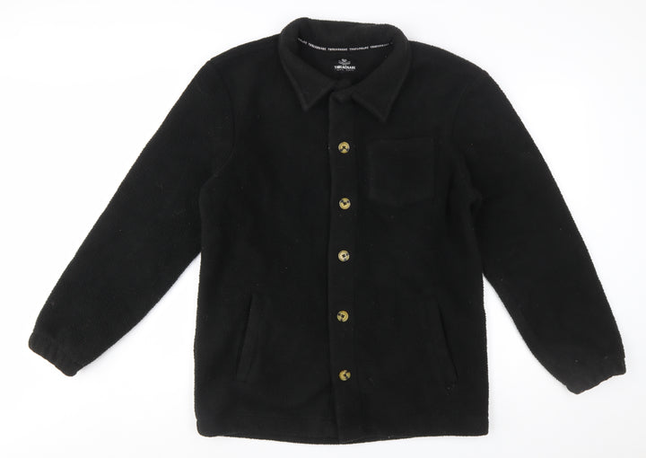 Threadbare Men's Black Fleece Button-Up Jacket Size M