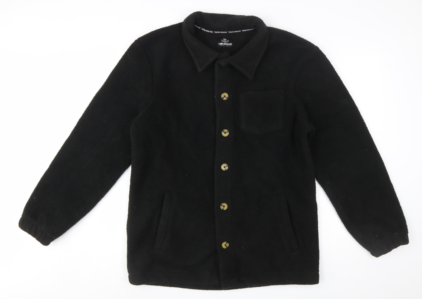 Threadbare Men's Black Fleece Button-Up Jacket Size M