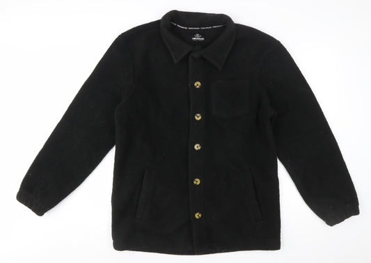 Threadbare Men's Black Fleece Button-Up Jacket Size M