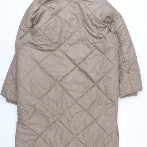 H&M Women’s Beige Long Quilted Puffer Coat Size S