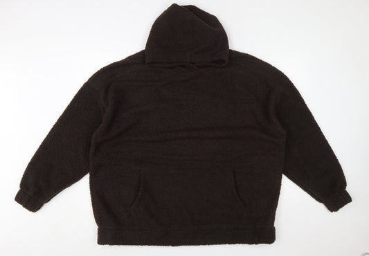 Next Mens Black Fleece Pullover Hoodie Size L Warm Winter Casual