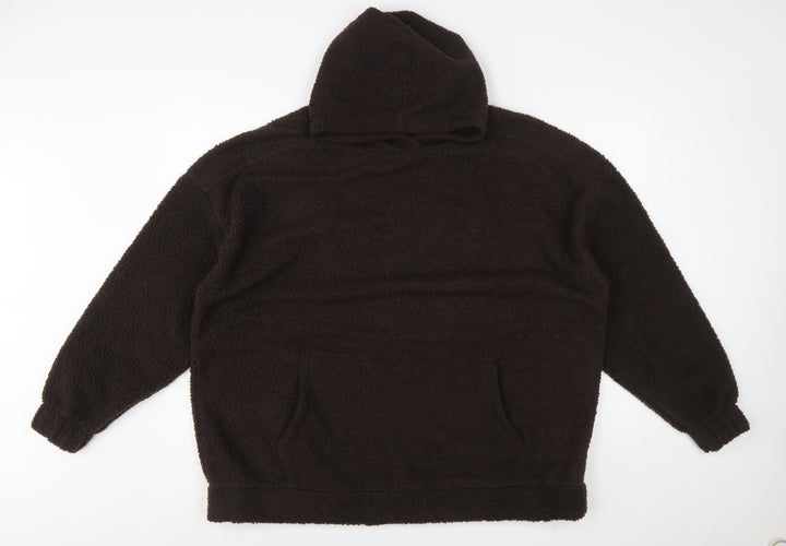 Next Mens Black Fleece Pullover Hoodie Size L Warm Winter Casual