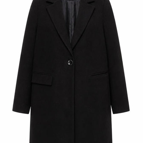 New Look Women’s Black Mid-Length Coat Size 8 Classic Overcoat