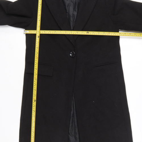 New Look Women’s Black Mid-Length Coat Size 8 Classic Overcoat