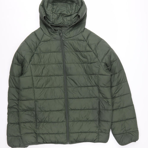 Primark Men’s Green 2XL Hooded Puffer Jacket Winter Outerwear