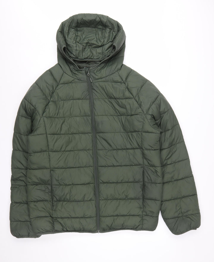 Primark Men’s Green 2XL Hooded Puffer Jacket Winter Outerwear