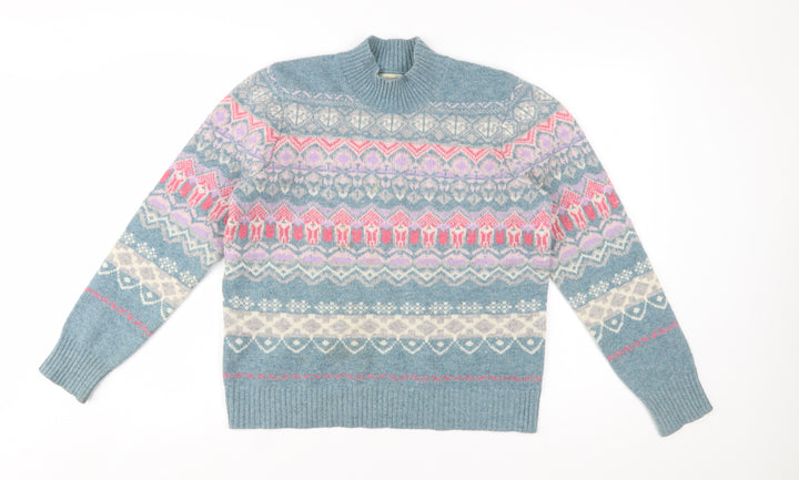 Woolovers Women's Blue Fair Isle Lambswool Pullover Jumper M