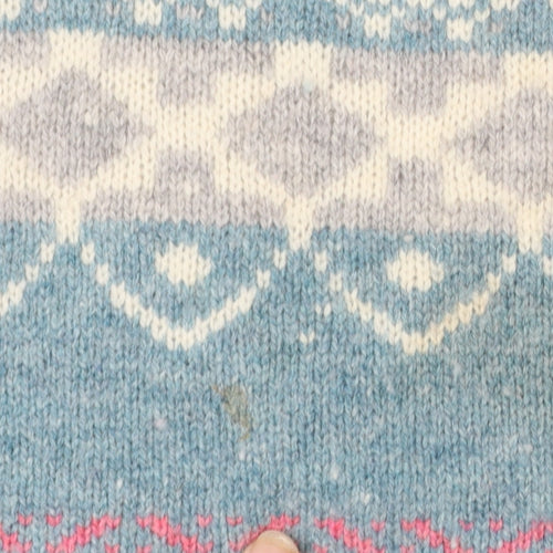 Woolovers Women's Blue Fair Isle Lambswool Pullover Jumper M