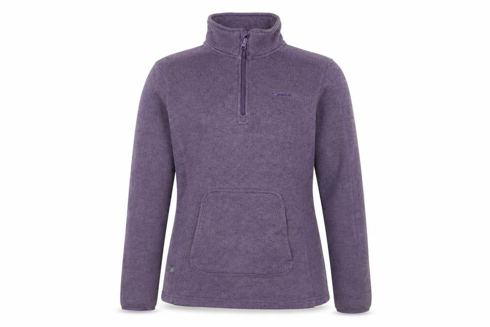 Front view of Mountain Life Women's Purple 1/4 Zip Fleece Pullover Sweatshirt, size 12