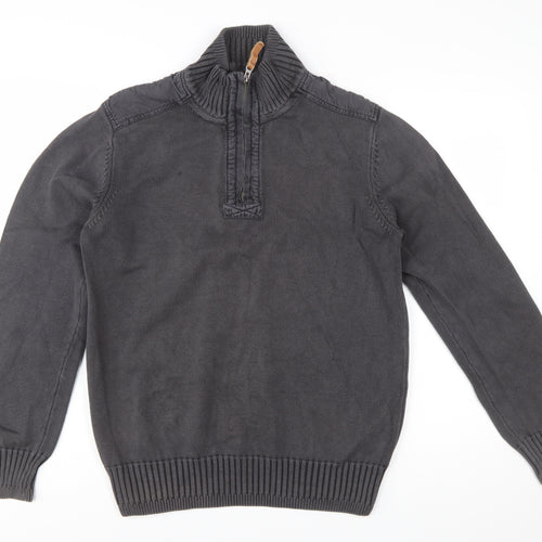 Fat Face Men's Grey 1/4 Zip High Neck Cotton Jumper Size M