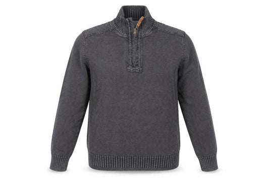 Front view of FatFace Men's Grey 1/4 Zip High Neck Cotton Jumper, size M
