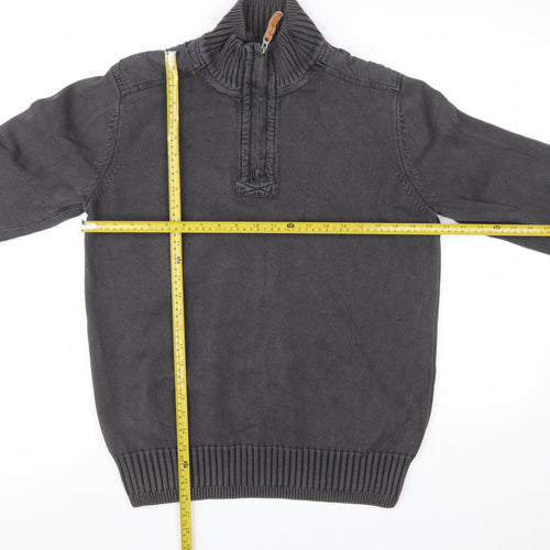 Fat Face Men's Grey 1/4 Zip High Neck Cotton Jumper Size M