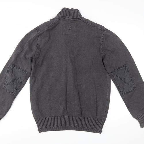 Fat Face Men's Grey 1/4 Zip High Neck Cotton Jumper Size M