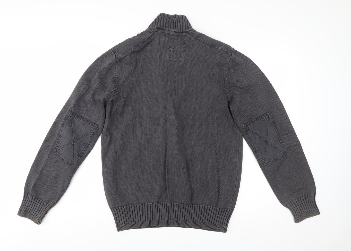 Fat Face Men's Grey 1/4 Zip High Neck Cotton Jumper Size M