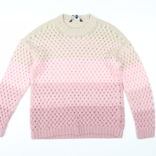 Crew Clothing Women’s Pink Ombre Chunky Knit Jumper Size 10