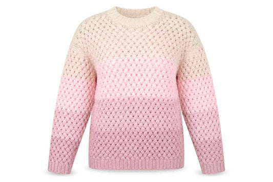 Front view of Crew Clothing Pink Ombre Chunky Knit Jumper, size 10