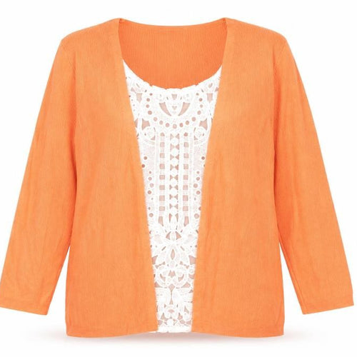 Marks and Spencer Women Orange 3/4 Sleeve Open Cardigan Size 14