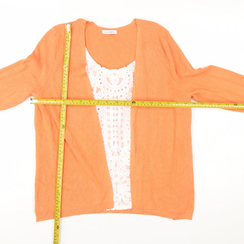 Marks and Spencer Women Orange 3/4 Sleeve Open Cardigan Size 14