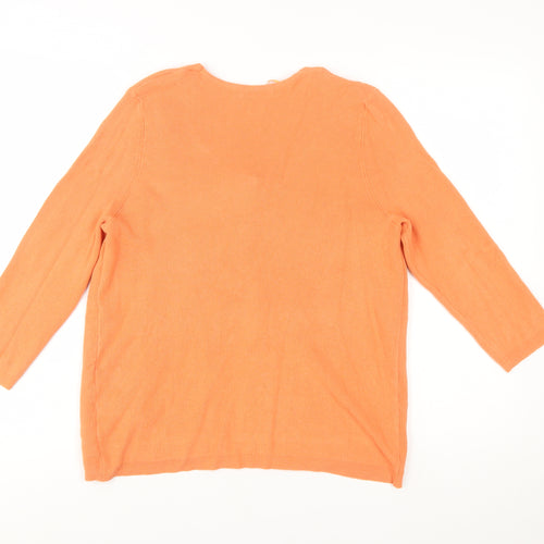 Marks and Spencer Women Orange 3/4 Sleeve Open Cardigan Size 14