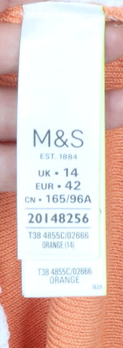 Marks and Spencer Women Orange 3/4 Sleeve Open Cardigan Size 14