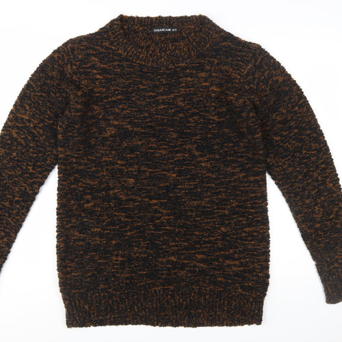 Sugarcane Womens Brown Chunky Knit Crew Neck Jumper UK 14