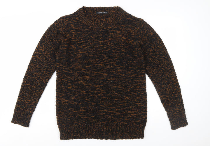Sugarcane Womens Brown Chunky Knit Crew Neck Jumper UK 14