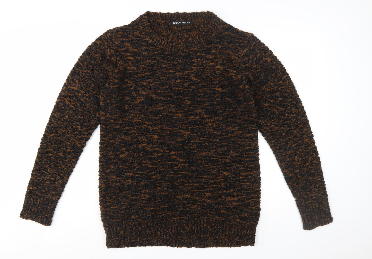 Sugarcane Womens Brown Chunky Knit Crew Neck Jumper UK 14